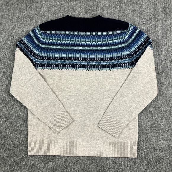 J. Crew Sweater Mens L Gray Blue Lambswool Nordic Fair Isle Knit Warm Casual - Picture 8 of 9